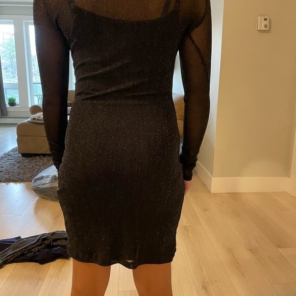 MINKPINK in the night black sparkly to the knee dress WITH SLIP UNDERNEATH xxs - Picture 4 of 4